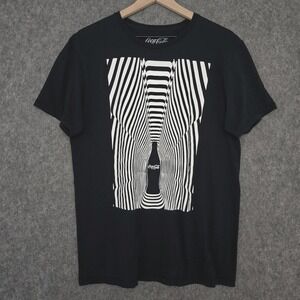 Coca-Cola Shirt Mens Large Black Bottle Optical Illusion Graphic Soda Tee Top